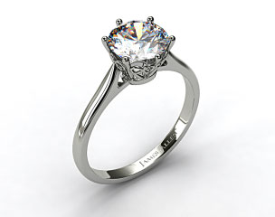 14k White Gold Spring Blossom Six Prong Solitaire Engagement Ring